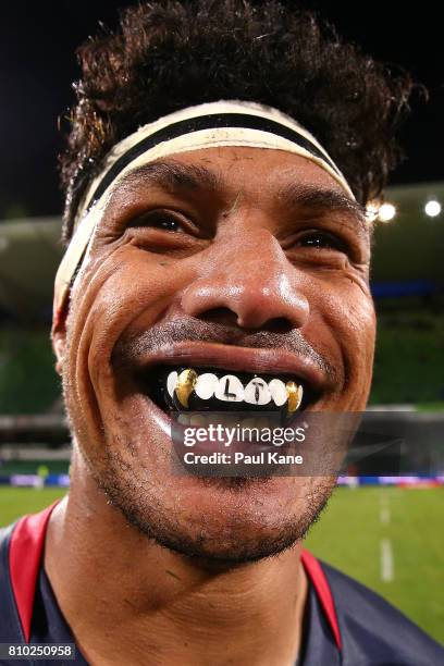 Lopeti Timani of the Rebels poses following the round 16 Super Rugby match between the Force and the Rebels at nib Stadium on July 7, 2017 in Perth,...