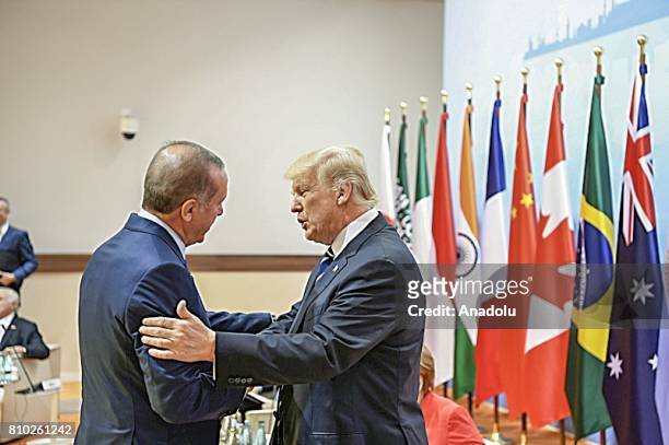 President of Turkey Recep Tayyip Erdogan meets with US President Donald Trump during the G20 Leaders' Summit in Hamburg, Germany on July 07, 2017....