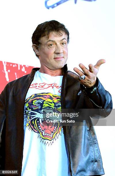 Actor Sylvester Stallone attends "Rambo" Japan Premiere at Roppongi Hills on May 8, 2008 in Tokyo, Japan.