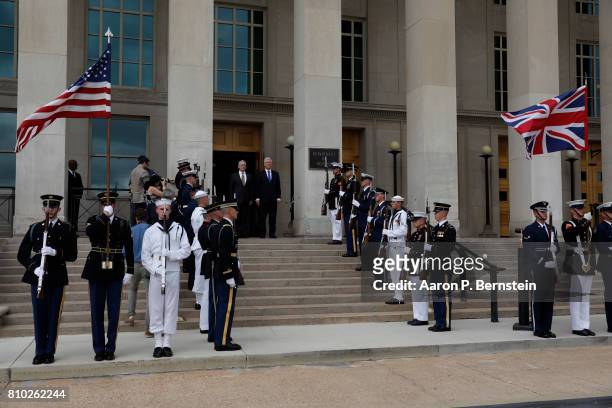 July 7: U.S. Secretary of Defense James Mattis participates in a honor cordon welcoming the United Kingdom's Secretary of State for Defence Sir...