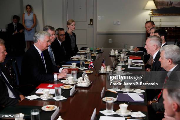 July 7: U.S. Secretary of Defense James Mattis participates in a honor cordon welcoming the United Kingdom's Secretary of State for Defence Sir...