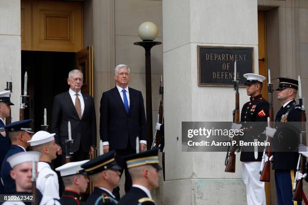 July 7: U.S. Secretary of Defense James Mattis participates in a honor cordon welcoming the United Kingdom's Secretary of State for Defence Sir...