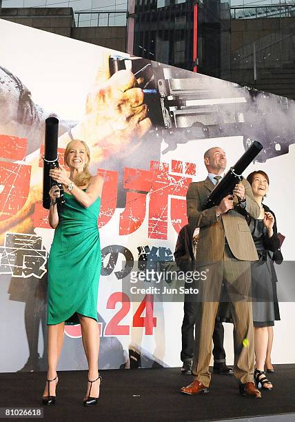 Actors Graham McTavish, Sylvester Stallone and actress Julie Benz attend "Rambo" Japan Premiere at Roppongi Hills on May 8, 2008 in Tokyo, Japan.