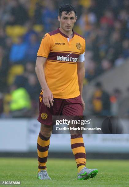 Carl McHugh of Motherwell in action during the pre season friendly between Livingston and Motherwell at Almondvale Stadium on July 4, 2017 in...