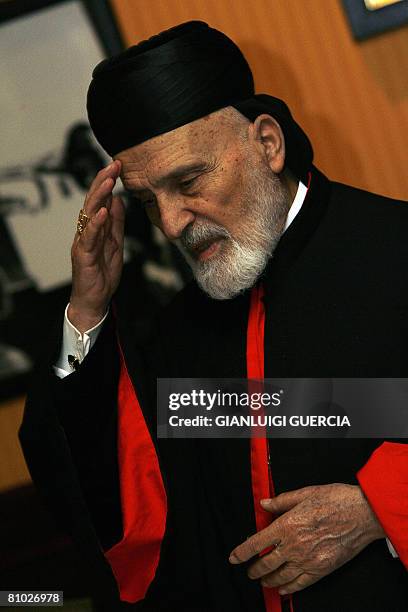 His Eminence Cardinal Nasrallah Peter Sfeir Patriarch of Antioch and all the East prays on May 8, 2008 before attending a lunch with foreign...