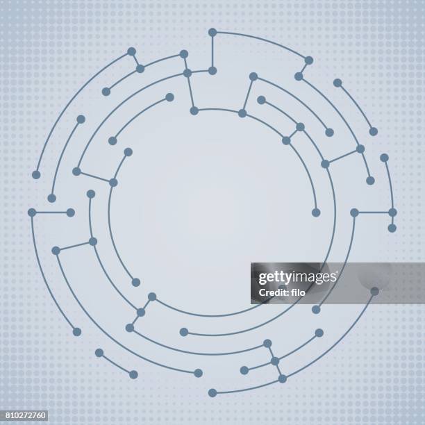 stockillustraties, clipart, cartoons en iconen met abstracte cirkel gegevensknooppunten - digital circle