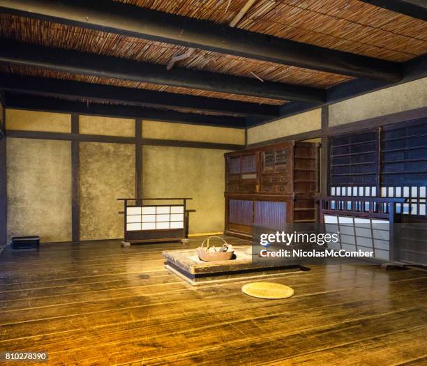會議餐廳電影設置在都營工作室京都的日本江戶村客棧 - edo period 個照片及圖片檔