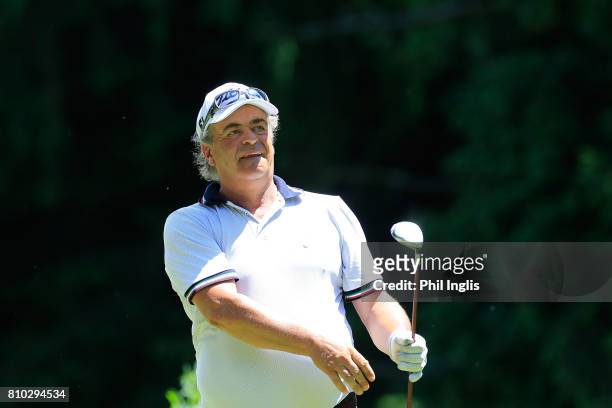 Costantino Rocca of Italy in action during the first round of the Swiss Seniors Open played at Golf Club Bad Ragaz on July 7, 2017 in Bad Ragaz,...