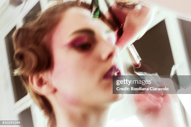 Model is seen during the Mercedes-Benz Fashion Week Berlin Spring/Summer 2018 at Kaufhaus Jandorf on July 7, 2017 in Berlin, Germany.