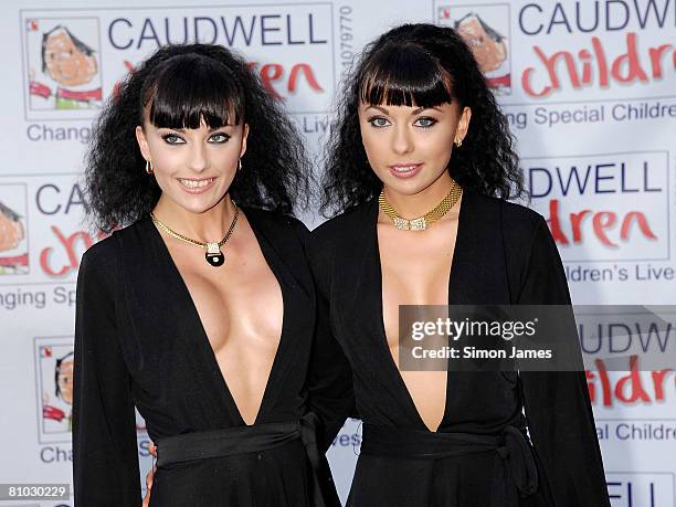 The Cheeky Girls Gabriella Irimia and Monica Irimia arrive for the Caudwell Children 'The Legends Ball' at Battersea Evolution on May 8, 2008 in...