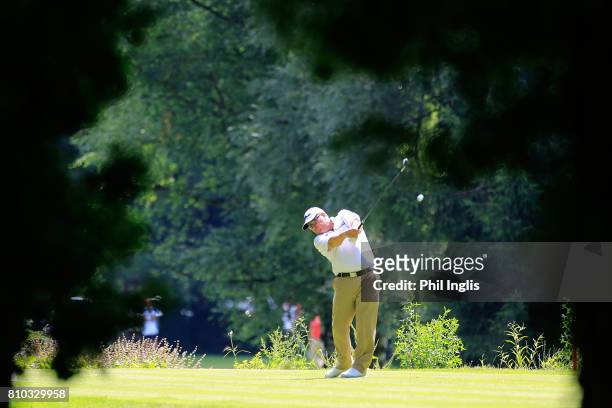 Peter O'Malley of Australia in action during the first round of the Swiss Seniors Open played at Golf Club Bad Ragaz on July 7, 2017 in Bad Ragaz,...
