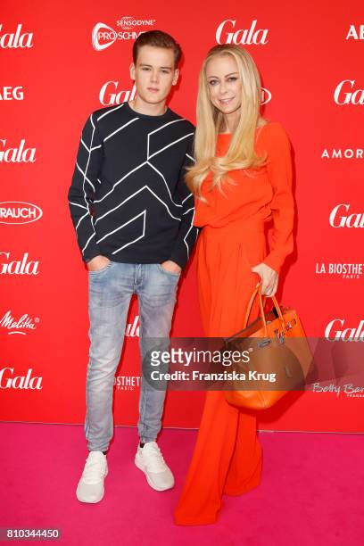 Jenny Elvers and her son Paul Jolig attend the Gala Fashion Brunch during the Mercedes-Benz Fashion Week Berlin Spring/Summer 2018 at Ellington Hotel...