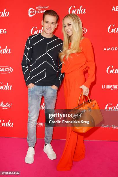 Jenny Elvers and her son Paul Jolig attend the Gala Fashion Brunch during the Mercedes-Benz Fashion Week Berlin Spring/Summer 2018 at Ellington Hotel...