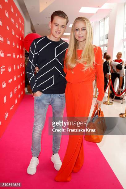 Jenny Elvers and her son Paul Jolig attend the Gala Fashion Brunch during the Mercedes-Benz Fashion Week Berlin Spring/Summer 2018 at Ellington Hotel...