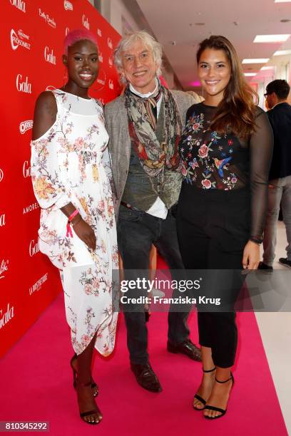 Aminata Sanogo, Ted Linow and Celine Denefleh attend the Gala Fashion Brunch during the Mercedes-Benz Fashion Week Berlin Spring/Summer 2018 at...