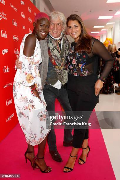 Aminata Sanogo, Ted Linow and Celine Denefleh attend the Gala Fashion Brunch during the Mercedes-Benz Fashion Week Berlin Spring/Summer 2018 at...