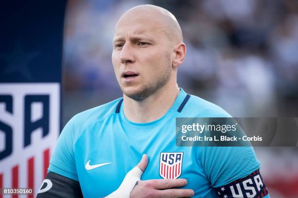 Captain and Goalkeeper Brad Guzan of U.S. Men's National Team in the team line up during the International Friendly Match between U.S, Men's National...