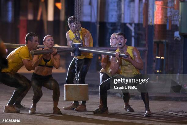 Semi Finals Night 2" Episode 206 -- Pictured: Brandon Brickley, Allison Brickley, Spencer Mahoney, Cheryl Carrell, Joey Kelly of team "Heart of...