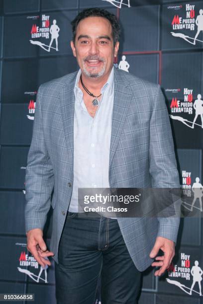 Mexican actor Omar Fierro poses from the red carpet during the 'Hoy No Me Puedo Levantar' musical premier at Aldama Theter on July 06, 2017 in Mexico...