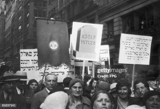 Demonstration in New York City, protesting against the actions of new German Chancellor Adolf Hitler, 1933.