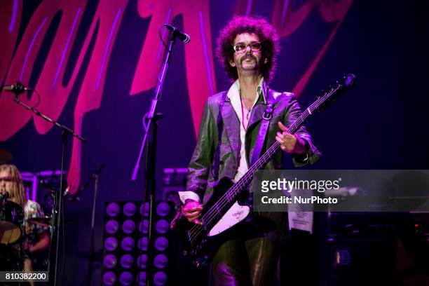 Frankie Poullain of the english glam rock The Darkness perform live at Rugby Sound Festival in Legnano Milan,Italy, on July 6, 2017.