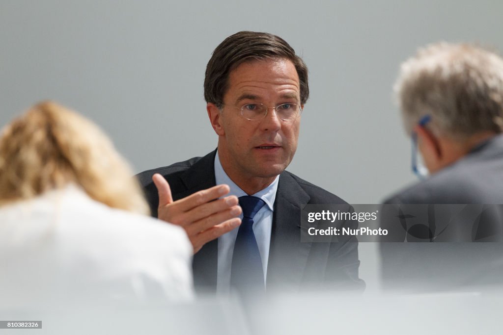 Mark Rutte Press Conference Dutch PM Mark Rutte is seen talking to journalists in an informal ...