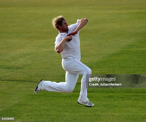 Matthew Hoggard ofThe England lions comes into bowl against New Zealand during the second day of the match played against New Zealand at The Rose...