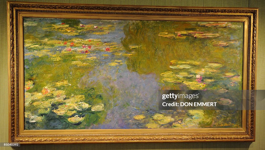 A photo of Monet's "Waterlilies" is disp