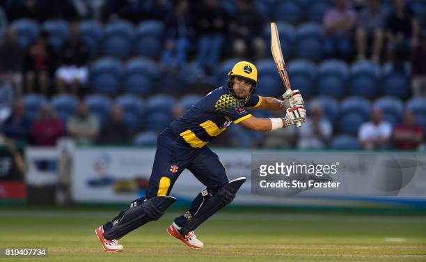 Glamorgan batsman Jacques Rudolph in action during the NatWest T20 Blast match between Glamorgan and Hampshire at SWALEC Stadium on July 7, 2017 in...