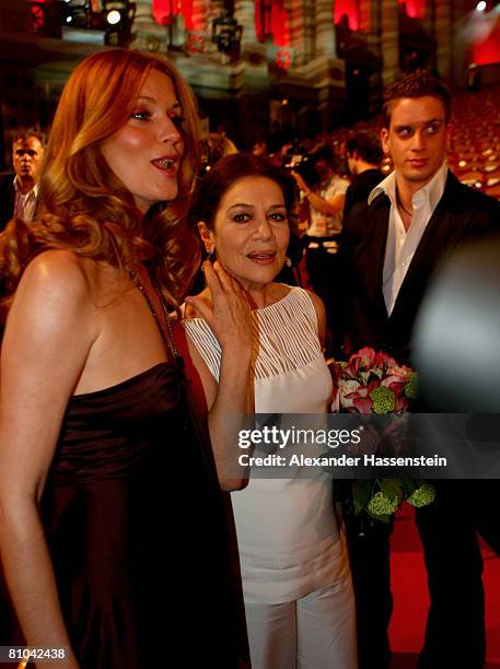 Hannelore Elsner is seen with her son Dominik and Esther Schweins after the Bavarian Television Award 2008 at the Prinzregenten Theatre on 9 May,...