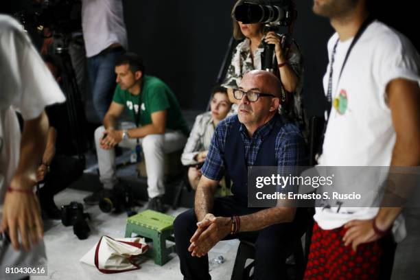 Designer Antonio Marras is seen backstage ahead of the I'M Isola Marras Show during Altaroma on July 7, 2017 in Rome, Italy.