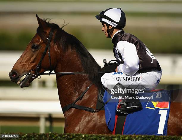 Railings ridden by Ibrahim Gundogdu returns to racing in the Contempler Handicap during the Thoroughbred Club Cup Day meeting at Caulfield Racecourse...