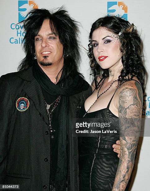 Nikki Sixx of Motley Crue and TV personality Kat Von D attend Covenant House California's 9th Annual Awards Gala at the Beverly Hilton on May 9 In...
