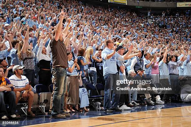 Fans of the Utah Jazz celebrate their win over the Los Angeles Lakers in Game Three of the Western Conference Semifinals during the 2008 NBA Playoffs...