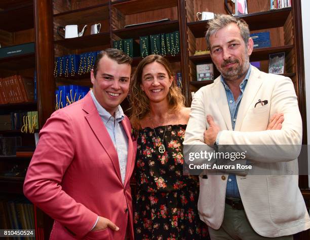 Zach Weiss, Vanessa von Bismarck and Nick Sullivan attend Huntsman's New NYC Pied-a-Terre Opening at 130 West 57th st. On June 27, 2017 in New York...