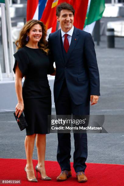 Prime Minister of Canada Justin Trudeau with his wife Sophie Trudeau arrive to attend a concert at the Elbphilharmonie philharmonic concert hall on...