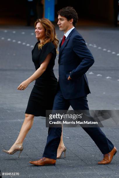 Prime Minister of Canada Justin Trudeau with his wife Sophie Trudeau arrive to attend a concert at the Elbphilharmonie philharmonic concert hall on...