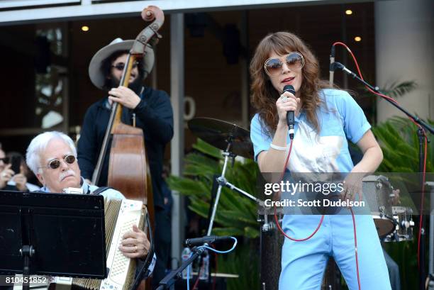 Musicians Van Dyke Parks, Don Was and Jenny Lewis celebrate Ringo Starr's 77th birthday at the annual "Peace & Love" celebration at Capitol Records...