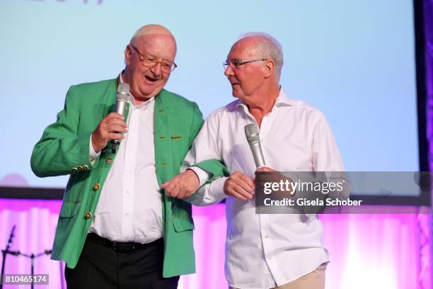 Alois Hartl and Franz Beckenbauer during a bavarian evening ahead of the Kaiser Cup 2017 at the Quellness Golf Resort on July 7, 2017 in Bad...