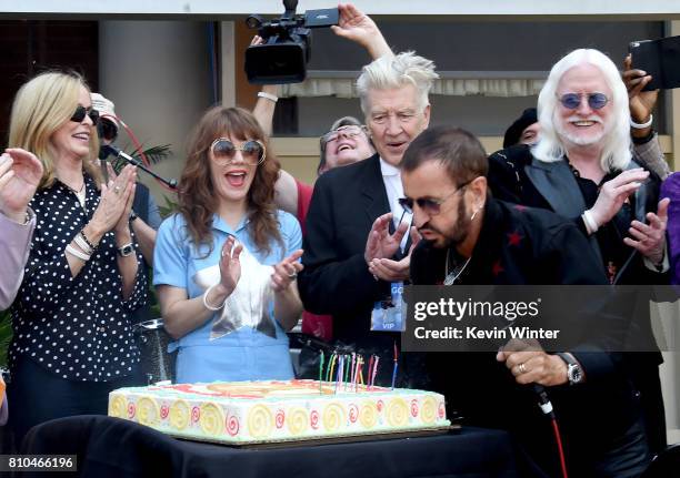 Barbara Bach, singer Jenny Lewis, director David Lynch, musician Ringo Starr and musician Edgar Winter appear at the "Peace & Love" birthday...