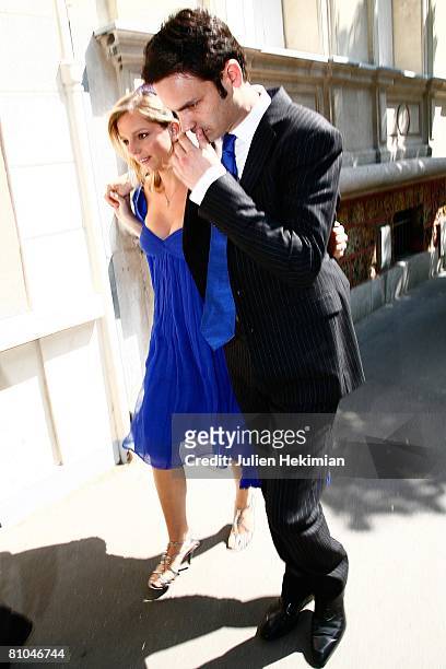 Jeanne-Marie Martin and her future husband Gurvan Rallon arrive at Richard Attias' house for the wedding lunch prior to the church ceremony on May...