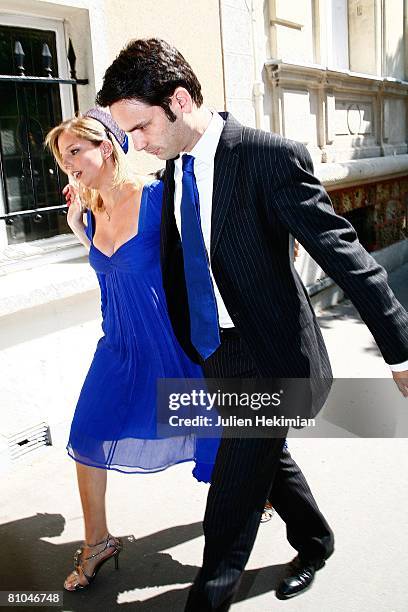 Jeanne-Marie Martin and her future husband Gurvan Rallon arrive at Richard Attias' house for the wedding lunch prior to the church ceremony on May...