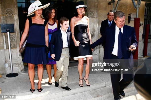 Cecilia Attias and her son Louis Sarkozy and Richard Attias leave the town hall of Paris 7th after the civil wedding of Jeanne-Marie Martin and...