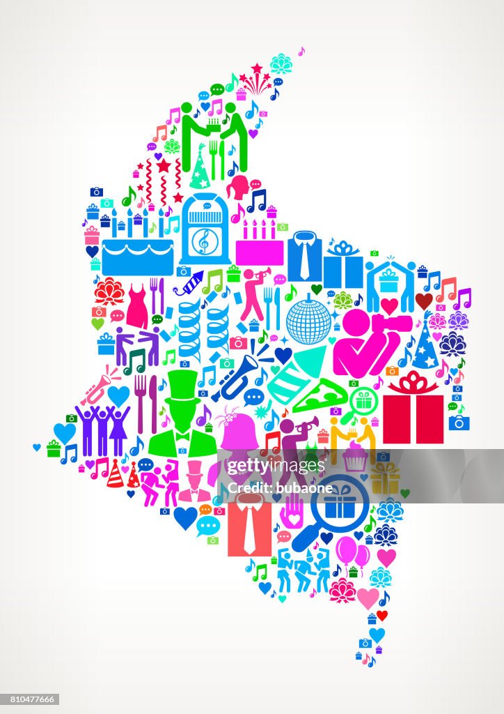 Columbia Happy Birthday Celebration Vector Icon Pattern