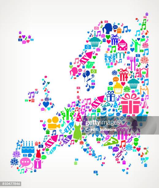 europe happy birthday celebration vector icon pattern - jukebox dancing stock illustrations