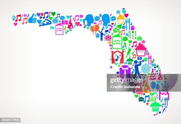 florida happy birthday celebration vector icon pattern - jukebox stock illustrations