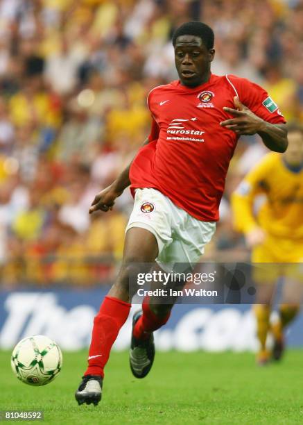 John Akinde of Ebbsfleet runs with the ball during the FA Trophy Final between Ebbsfleet United and Torquay United at Wembley Stadium on May 10, 2008...