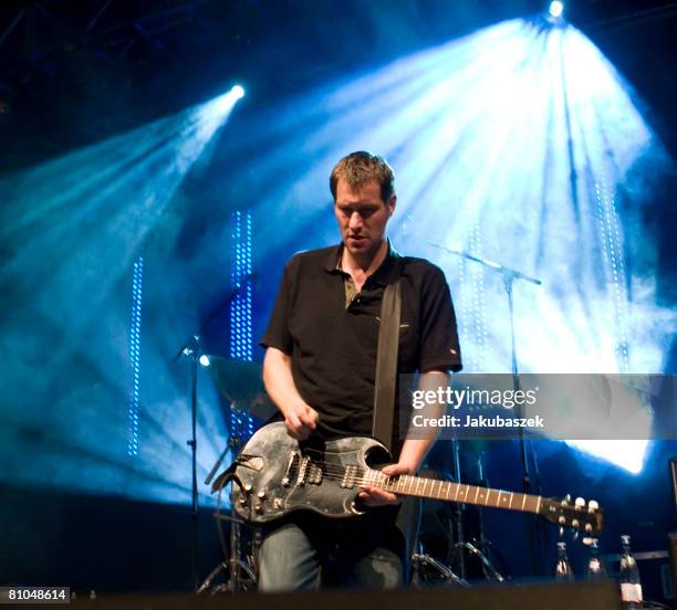 Singer Marcus Wiebusch of the German Indie Rock band Kettcar performs live during a concert at the Colombiahalle on May 10, 2008 in Berlin, Germany....