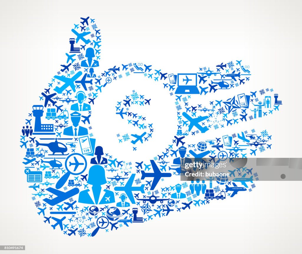 Money Hand Aviation and Air Planes Vector Graphic