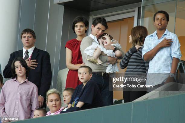 Tom Cruise and Katie Holmes with daughters Suri Cruise, Isabella Kidman-Cruise and son Connor Kidman-Cruise , with David Beckham's sons Brooklyn ,...